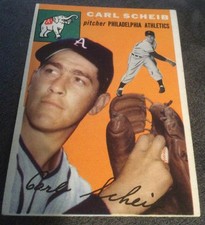 1954 Topps Carl Scheib #118 Philadelphia Athletics set break ex off Center top