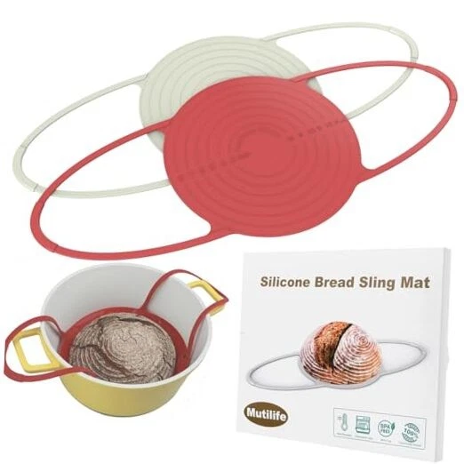 Silicone Bread Sling Dutch Oven - Non-Stick & Easy Clean Reusable Beige & Red
