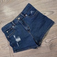 Levi's Mini Mom Jean Shorts - Distressed Dark Wash - Girls Size 10