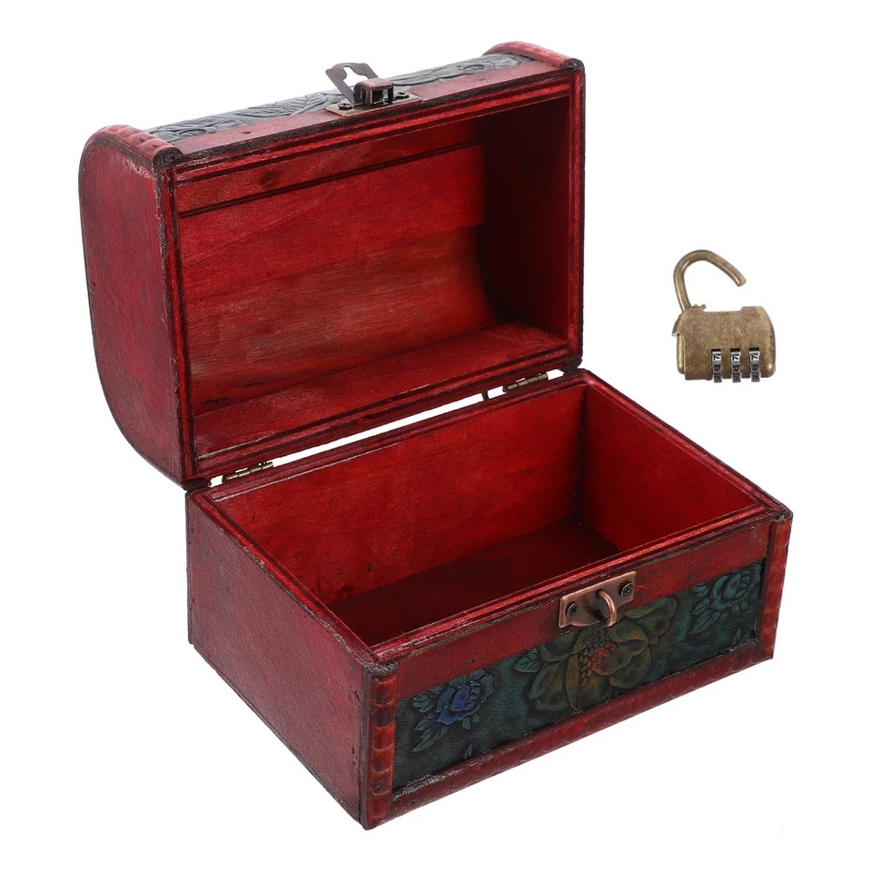  Schmuckkästchen Retro Aufbewahrungsbox Abschließbar Truhe Aus Holz - Bild 3 von 4