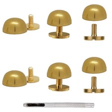6 PCS Round Metal Brass ScrewBack Handbag Purse Feet Studs Hardware Craft