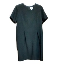 Women's Black Sheath Dress Sz A8 Vintage 90s MAIN STREET CLASSICS Shoulder Pads