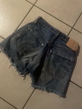 LEVIS BIG E Denim Cut Off Shorts Vtg 60s Jeans SELVEDGE Button Fly Dark Wash 26