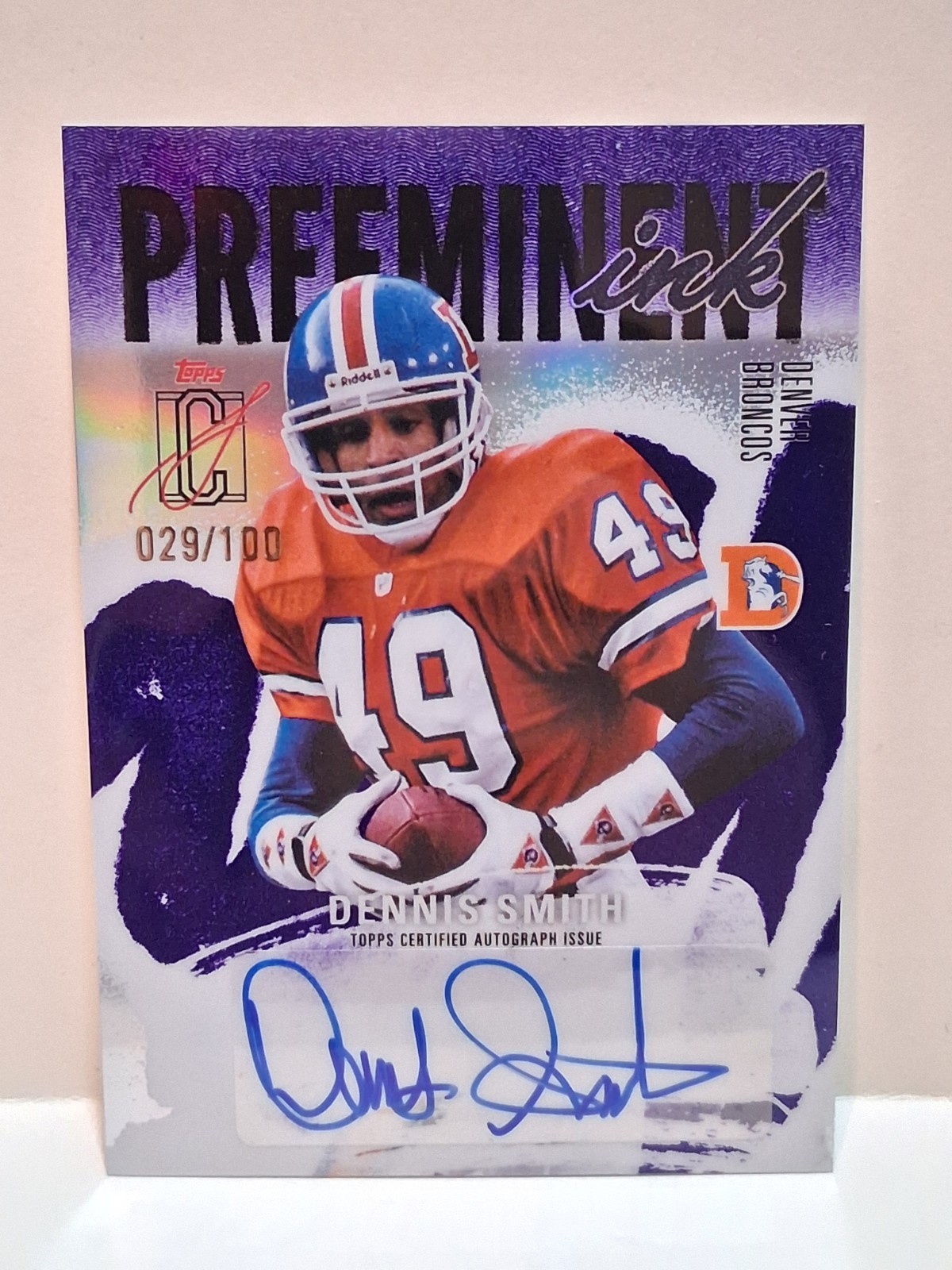 Topps 2025 Signature Class Preeminent Ink Dennis Smith Broncos Purple /100 Auto