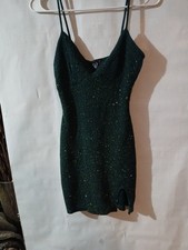 Windsor Women's Small Emerald Green Cocktail Mini Dress Spaghetti Strap V-Neck S