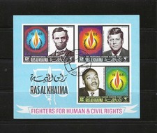 RAS AL KHAIMA , 1968 , KENNEDY , LINCOLN , KING ,  S/S , IMPERF , USED