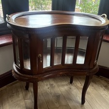Vintage Antique Style Mahogany Oval Drinks Cabinet with Serving Tray.