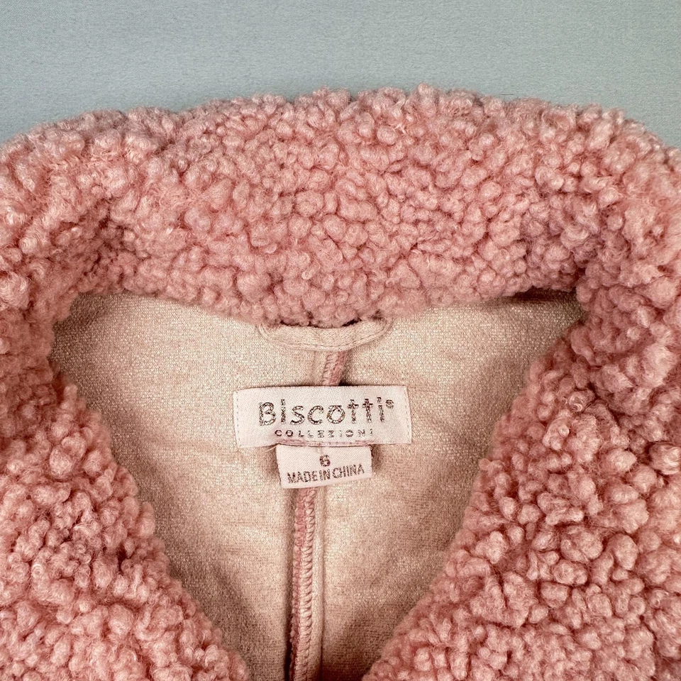 Biscotti Collezioni Kids Coat Girls 6 Pink Sherpa Teddy Fleece Jacket New Cozy - Image 2 of 4