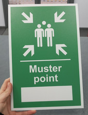 Muster Point Location - Emergency Sign -Metal or 1.2mm PVC - A4 Safety Signs