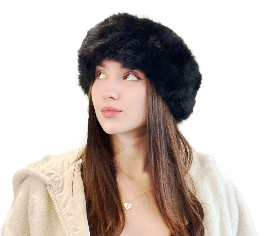 Handmade Sheepskin Fur Beanie Hat Black  – Real Shearling Leather Winter Cap - Image 3 of 4