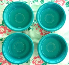 Set of 4 Fiesta Ware Homer Laughlin Turquoise Cereal Soup Bowls 19 oz 7"