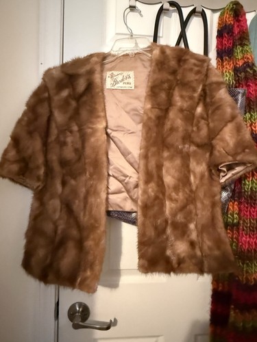 VTG 1950’s BROWN MINK STOLE - BRODER’S FURS- VGC