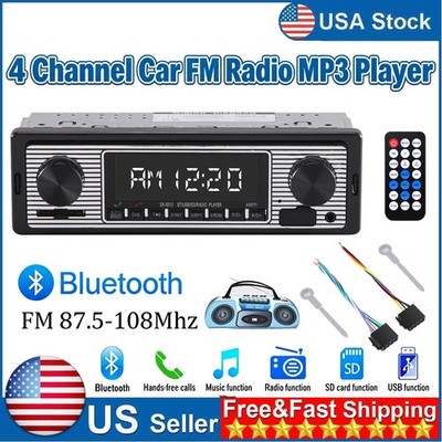4 Channel Bluetooth Car Stereo Receiver,Digital MP3 Player Support USB SD Radio