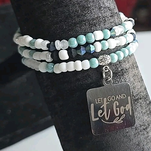 Michele's Attic Boutique Seed Bead & Charm Bracelets (3PCS)- Let Go & Let God 95 - Picture 2 of 3