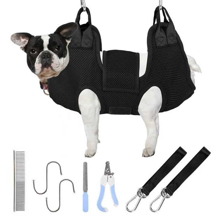 PatiencET Dog Grooming Hammock for Small Dogs Pet Nail S, Black