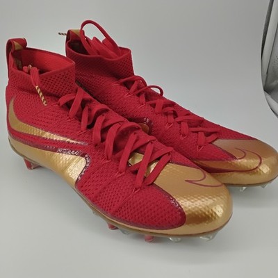 Nike Vapor Untouchable Red Gold cleats feature lace up closure # C U L 8 R 2014 