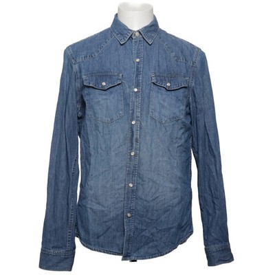 H&M, Jeanshemd, Größe: M, Blau, Baumwolle, Einfarbig, Denim, Herren #Hqx
