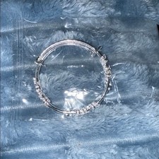 Silver Tone Adjustable Bangle Bracelet with Accents