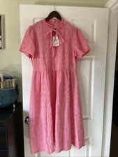 Image of Barbour 12 Palmetto Dress Borderline Anglaise Bnwt Pink