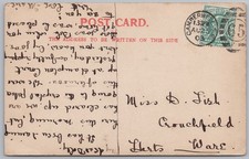 WARE Hertfordshire Postcard sent to Miss Fish at Crouchfield, Postmarked 1903