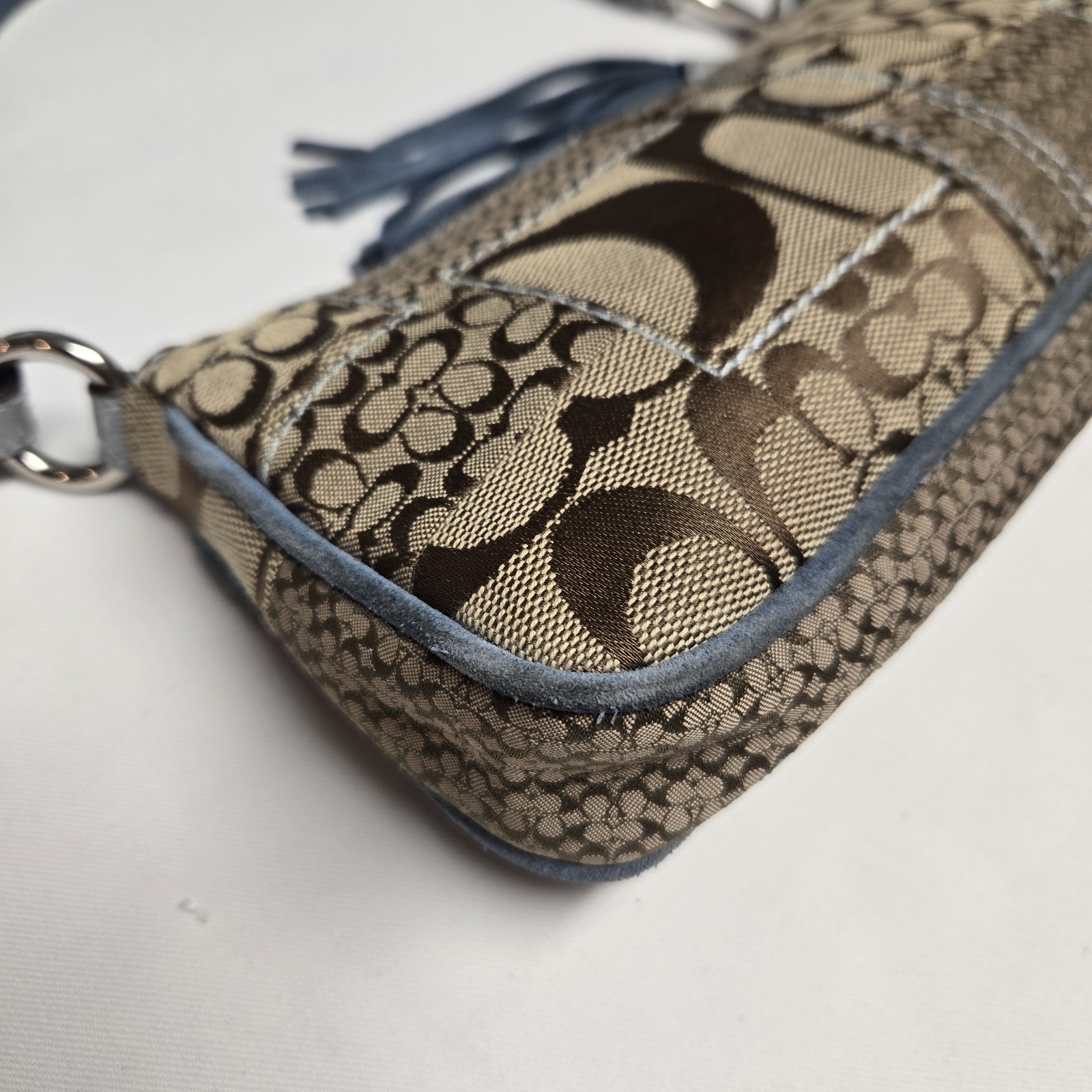 Vintage Coach 3693 Patchwork Python Trim Mini Sho… - image 3