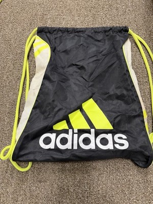 Adidas Drawstring Sackpack Black & Neon Green Backpack Gym Bag SKU:O