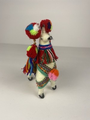 Peruvian Llama Decoration Alpaca Ornament Handmade Size 5.5 Inches Tall