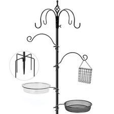 Bird Feeding Station, 90.55in 6-Hook Wild Bird Feeder Stand Pole with Water ...