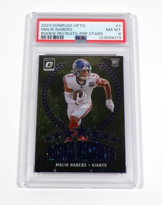 2024 Donruss Optic Malik Nabers Rookie Recruits Purple Stars Prizm #3 /25 PSA 8