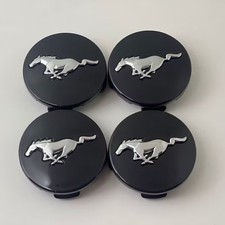 Ford Mustang Gloss Black Wheel Emblem Center Hub Caps W Pony Logo 2015-2026 Low Ford Mustang Gloss Black Wheel Emblem Center Hub Caps W Pony Logo 2015-2026 Low