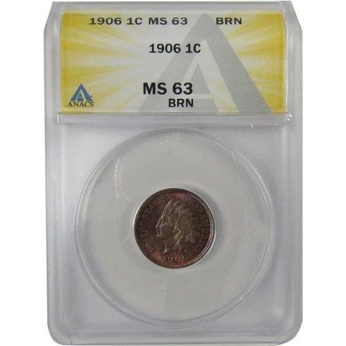 1906 Indian Head Cent MS 63 BN ANACS Penny Uncirculated SKU:I23015
