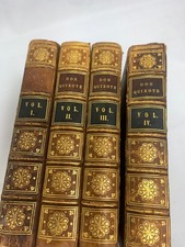 Leather bound,  set of Don Quixote books  volumes 1-4, each volume17 cm by 11 cm