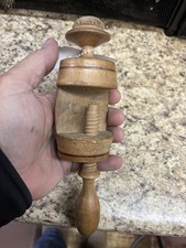 Antique Victorian Vintage Wooden Sewing Clamp W/ Pin Cushion