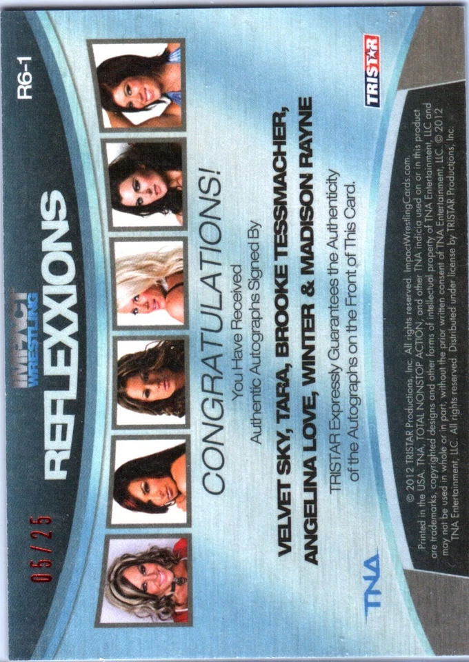 Карта с автографом TNA Knockouts Sky Tara Love Rayne 2012 Reflexxions SIX SN 5 из 25 - Изображение 2 из 2