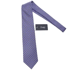 Drake's NWT Neck Tie Purple w Blackish Blue/Yellow/White Geo Pattern 100% Silk