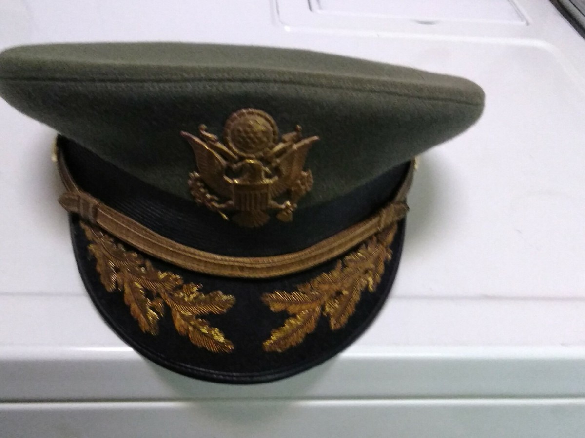 Cap Service Wool Serge Military Green US Army Vintage Hat
