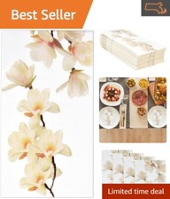 Floral White Magnolia Blossom Guest Napkins - 100 Pack - 3 Ply Disposable Paper