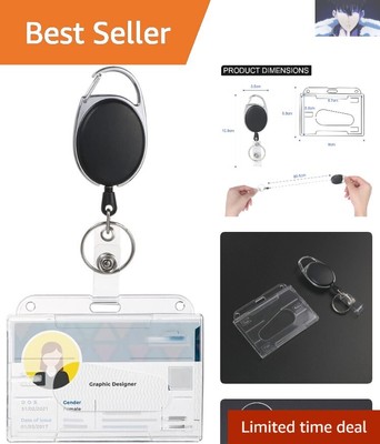 Durable ID Holder with Retractable Badge Reel & Belt Clip for Smooth Access