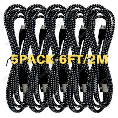 Lot 5X Heavy Duty Micro USB Fast Charger Data Cable Cord For Samsung Android HTC