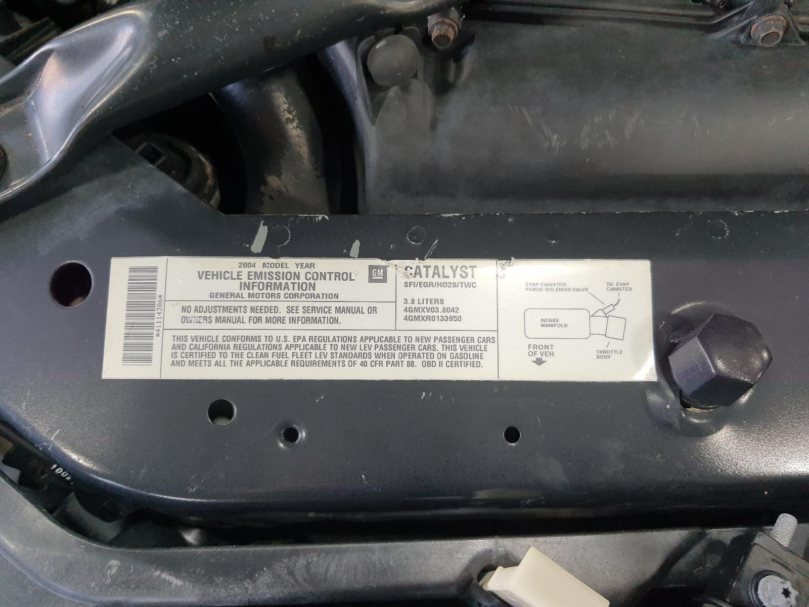 2004 GRAND PRIX AT Engine 3.8L (VIN 2, 8th digit) 04 W/O SUPERCHARGER