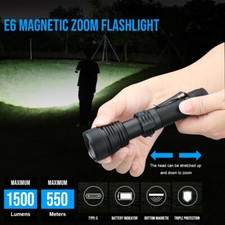 TrustFire E6 Zoomable LED Flashlight 550m Magnetic Rechargeable 1500LM Light B