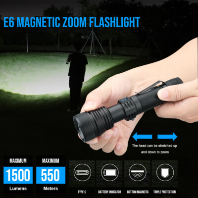 TrustFire 1500 Lumen, wiederaufladbar, magnetisch, 550m Reichweite, Taschenlampe