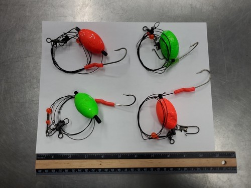Lot of 4 Saltwater 36" 3-Way Bottom Rig with Float on Wire Leader