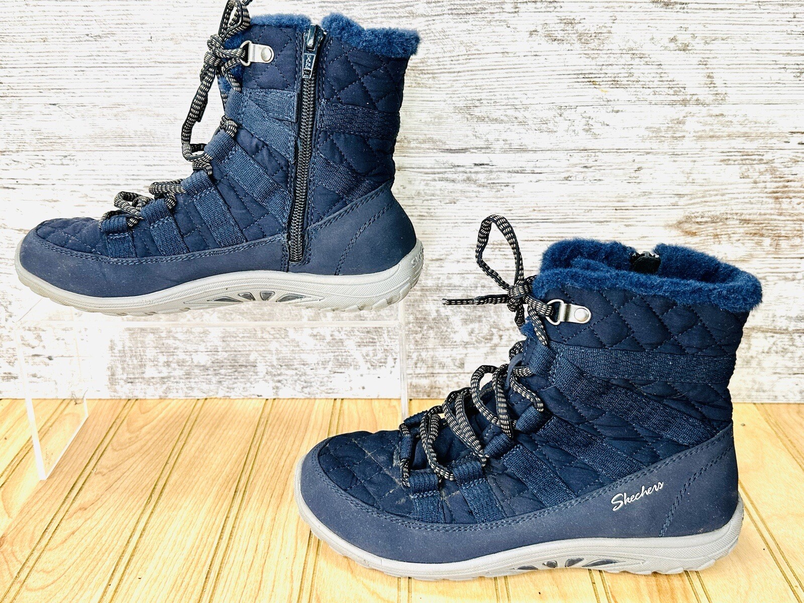 Skechers Reggae Fest Moro Rock Quilted Winter Boots Navy 49583 Women's Size  5.5 | eBay