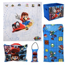 Super Mario 5Pc Kids Bedroom Set w/ Pillows, Blanket, Storage and Wall Tapestry