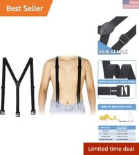 Invisible Under Shirt Suspenders - Adjustable, Soft Comfortable - Black