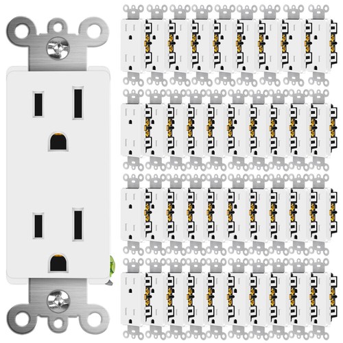 Decorator Wall Receptacle Outlet Self-grounding 15A 125V 3 Wire 5-15R UL 40Pack - 第 1/10 張圖片