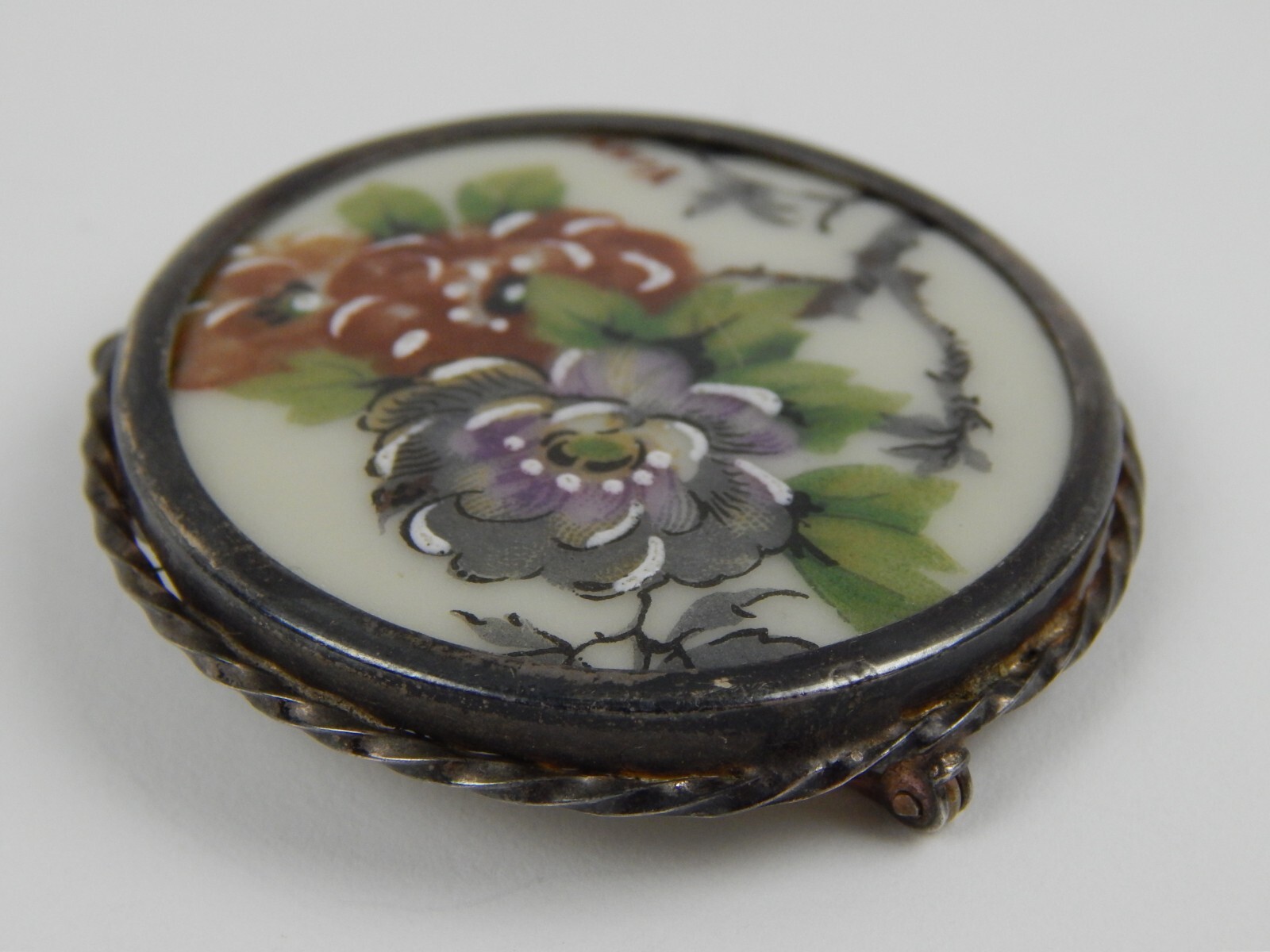 Antique Limoges France Viny Brooch Pin Hand Paint… - image 7