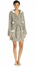PJ Salvage Womens Cozy Robe Taupe pom pom XL new