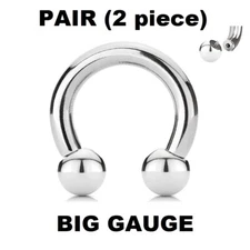 2X Big Gauge Horseshoe Ring Circular Barbells Ear Nipple Rings Piercing Jewelry